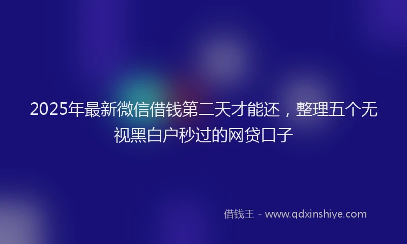 2025年最新微信借钱第二天才能还，整理五个无视黑白户秒过的网贷口子