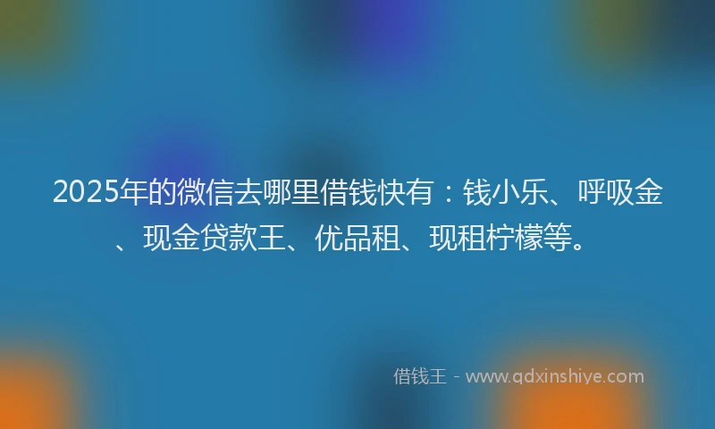 2025年的微信去哪里借钱快有：钱小乐、呼吸金、现金贷款王、优品租、现租柠檬等。