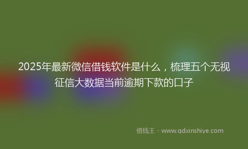 2025年最新微信借钱软件是什么，梳理五个无视征信大数据当前逾期下款的口子