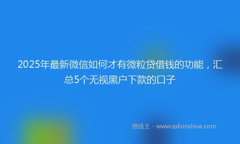 2025年最新微信如何才有微粒贷借钱的功能，汇总5个无视黑户下款的口子