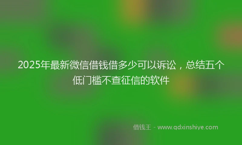 2025年最新微信借钱借多少可以诉讼，总结五个低门槛不查征信的软件