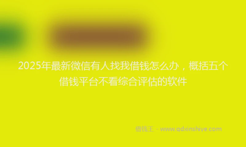 2025年最新微信有人找我借钱怎么办，概括五个借钱平台不看综合评估的软件