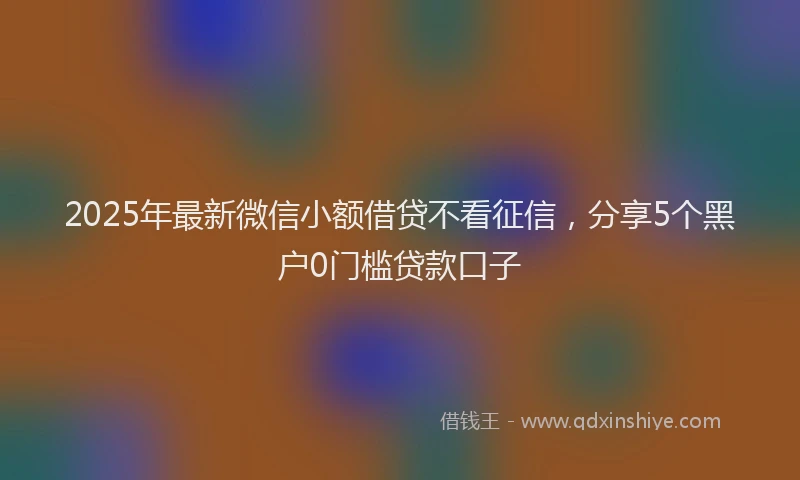 2025年最新微信小额借贷不看征信，分享5个黑户0门槛贷款口子