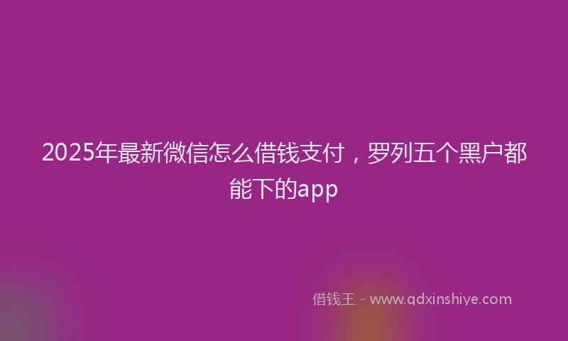 2025年最新微信怎么借钱支付，罗列五个黑户都能下的app