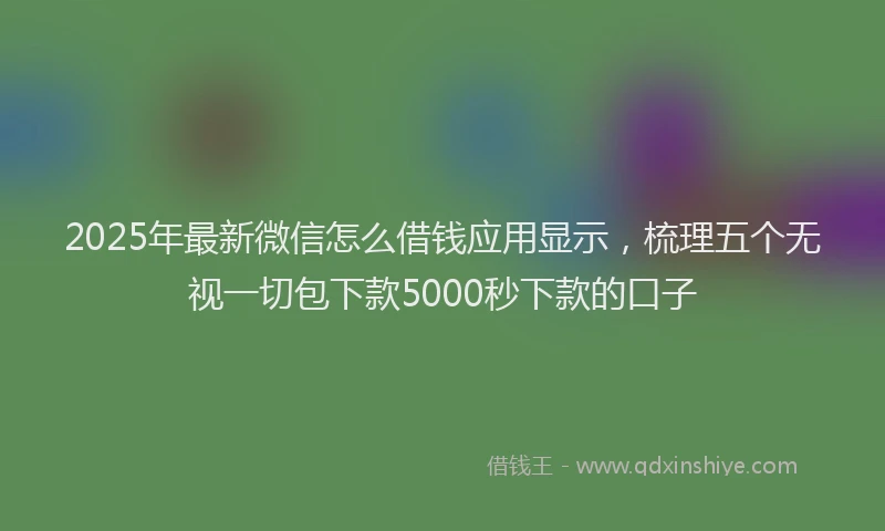 2025年最新微信怎么借钱应用显示，梳理五个无视一切包下款5000秒下款的口子