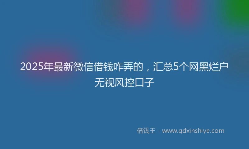 2025年最新微信借钱咋弄的，汇总5个网黑烂户无视风控口子