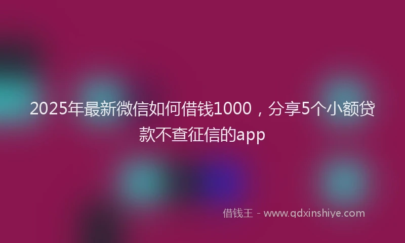2025年最新微信如何借钱1000，分享5个小额贷款不查征信的app
