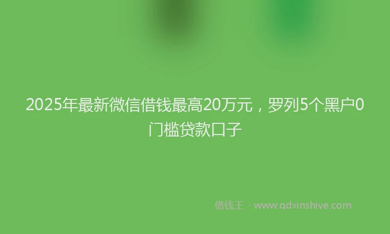 2025年最新微信借钱最高20万元，罗列5个黑户0门槛贷款口子
