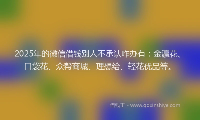 2025年的微信借钱别人不承认咋办有：金瀛花、口袋花、众帮商城、理想给、轻花优品等。