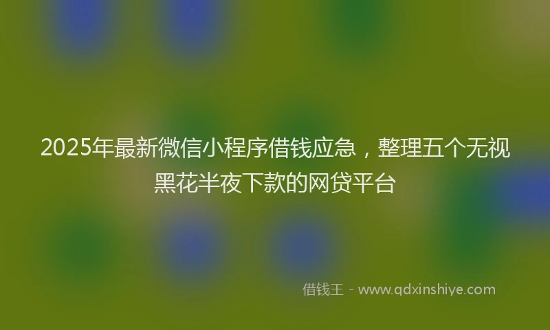 2025年最新微信小程序借钱应急，整理五个无视黑花半夜下款的网贷平台