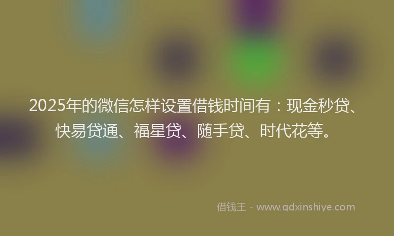 2025年的微信怎样设置借钱时间有：现金秒贷、快易贷通、福星贷、随手贷、时代花等。