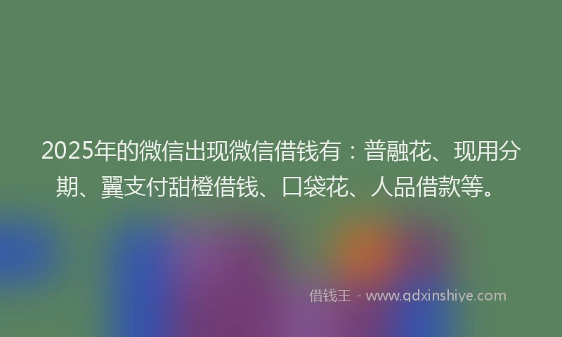 2025年的微信出现微信借钱有：普融花、现用分期、翼支付甜橙借钱、口袋花、人品借款等。