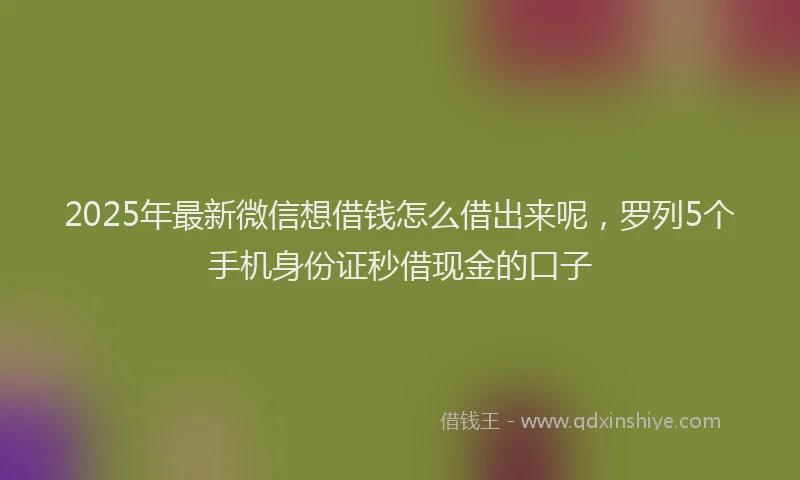 2025年最新微信想借钱怎么借出来呢，罗列5个手机身份证秒借现金的口子