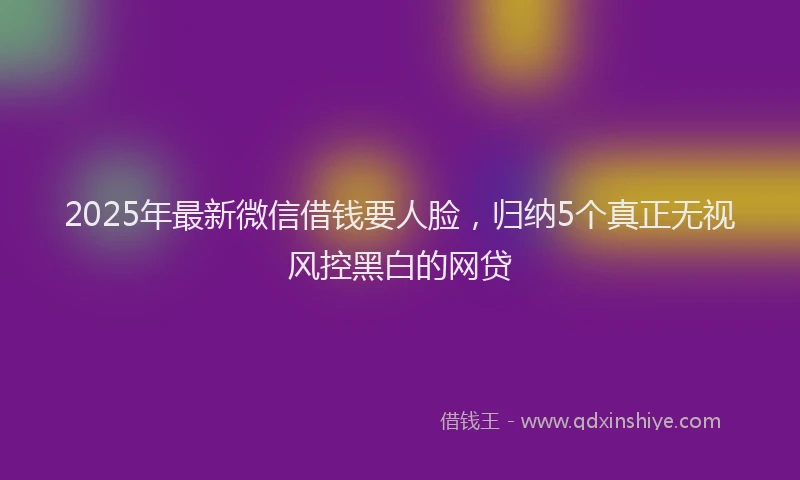 2025年最新微信借钱要人脸，归纳5个真正无视风控黑白的网贷