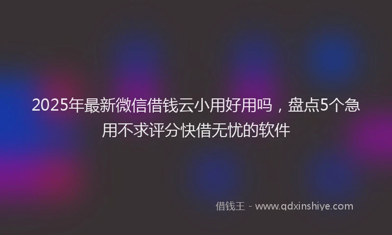 2025年最新微信借钱云小用好用吗，盘点5个急用不求评分快借无忧的软件