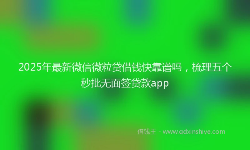 2025年最新微信微粒贷借钱快靠谱吗，梳理五个秒批无面签贷款app