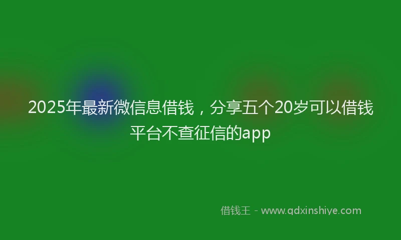 2025年最新微信息借钱，分享五个20岁可以借钱平台不查征信的app
