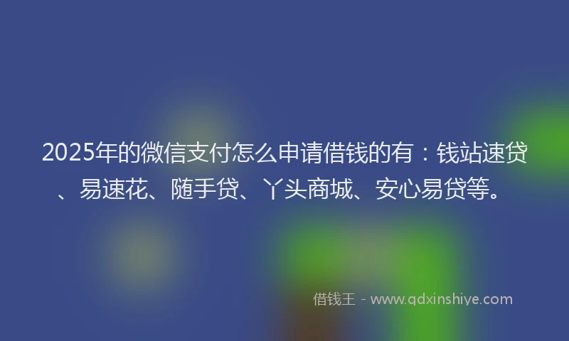 2025年的微信支付怎么申请借钱的有：钱站速贷、易速花、随手贷、丫头商城、安心易贷等。