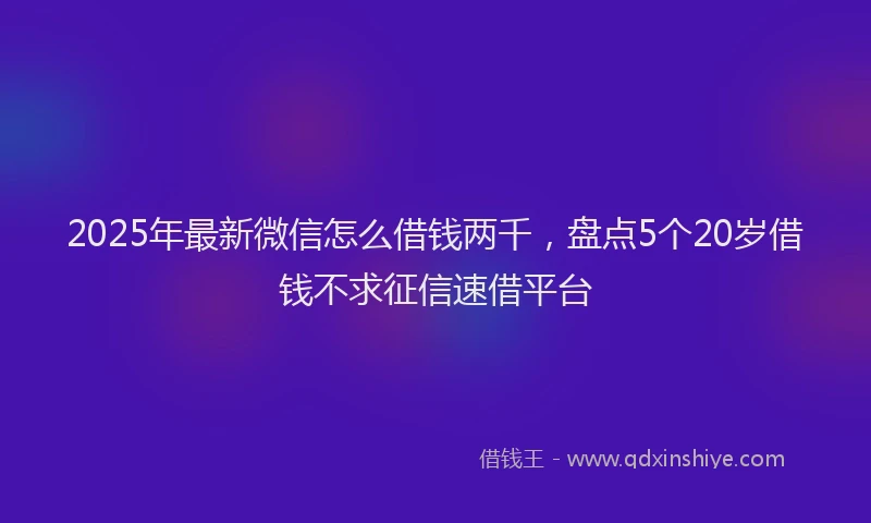 2025年最新微信怎么借钱两千，盘点5个20岁借钱不求征信速借平台