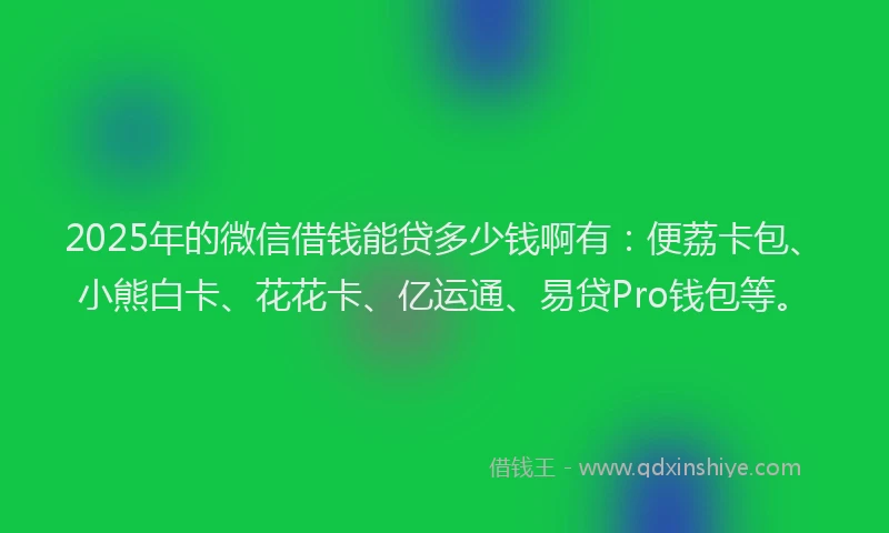 2025年的微信借钱能贷多少钱啊有：便荔卡包、小熊白卡、花花卡、亿运通、易贷Pro钱包等。
