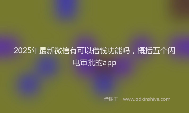 2025年最新微信有可以借钱功能吗，概括五个闪电审批的app