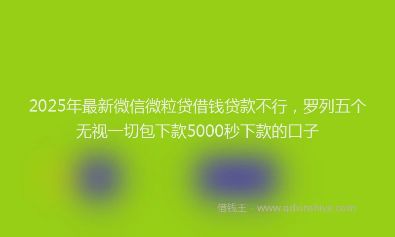 2025年最新微信微粒贷借钱贷款不行，罗列五个无视一切包下款5000秒下款的口子