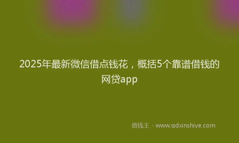 2025年最新微信借点钱花，概括5个靠谱借钱的网贷app