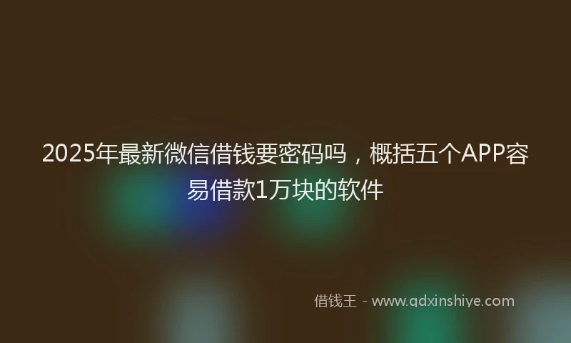 2025年最新微信借钱要密码吗，概括五个APP容易借款1万块的软件