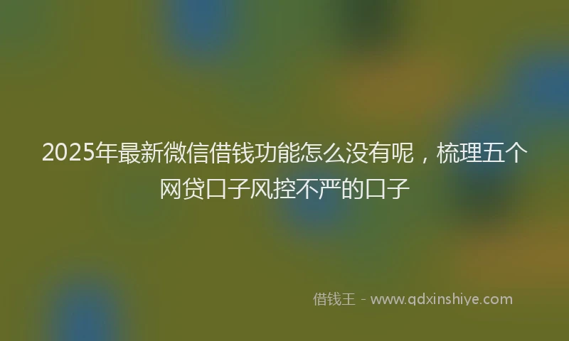 2025年最新微信借钱功能怎么没有呢，梳理五个网贷口子风控不严的口子