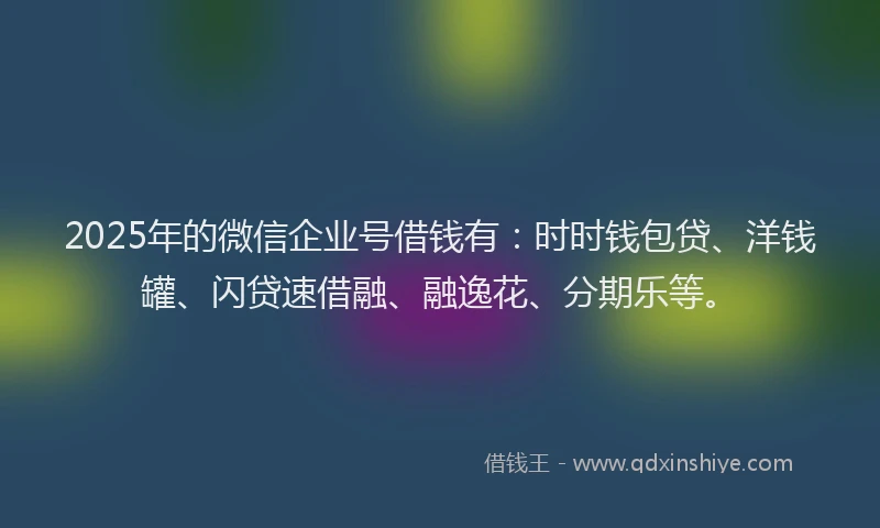 2025年的微信企业号借钱有：时时钱包贷、洋钱罐、闪贷速借融、融逸花、分期乐等。