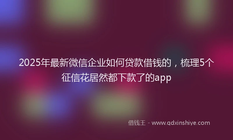 2025年最新微信企业如何贷款借钱的，梳理5个征信花居然都下款了的app