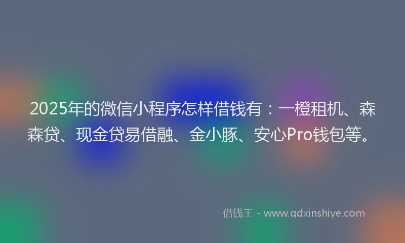 2025年的微信小程序怎样借钱有：一橙租机、森森贷、现金贷易借融、金小豚、安心Pro钱包等。