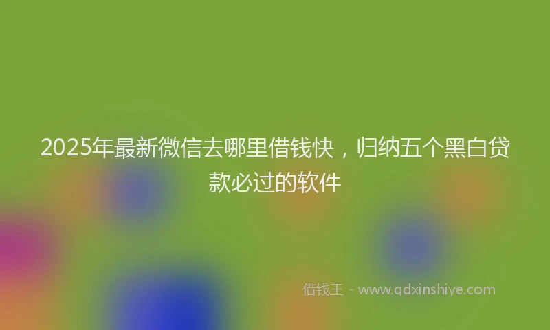 2025年最新微信去哪里借钱快，归纳五个黑白贷款必过的软件