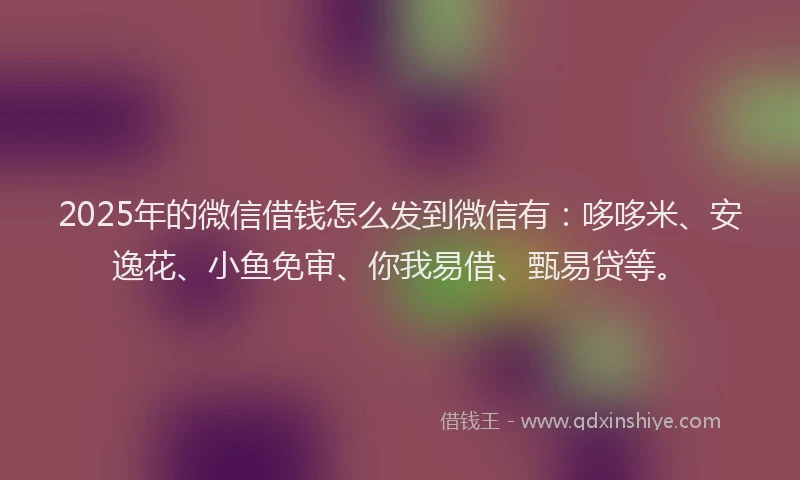 2025年的微信借钱怎么发到微信有：哆哆米、安逸花、小鱼免审、你我易借、甄易贷等。