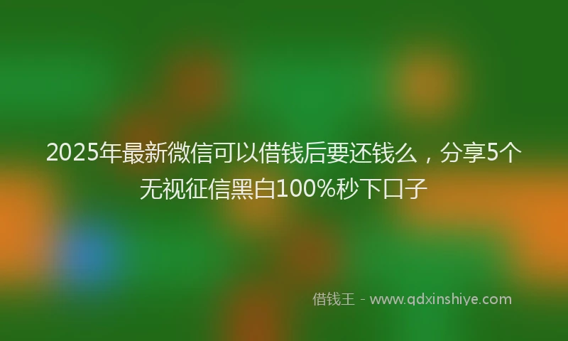 2025年最新微信可以借钱后要还钱么，分享5个无视征信黑白100%秒下口子