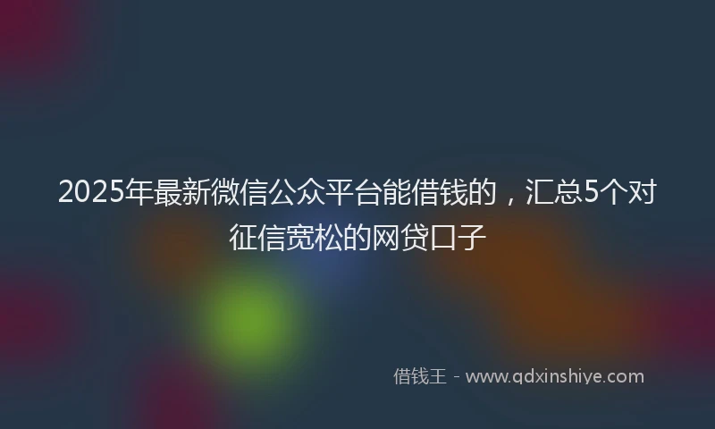 2025年最新微信公众平台能借钱的，汇总5个对征信宽松的网贷口子