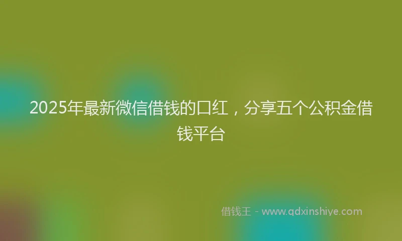 2025年最新微信借钱的口红，分享五个公积金借钱平台