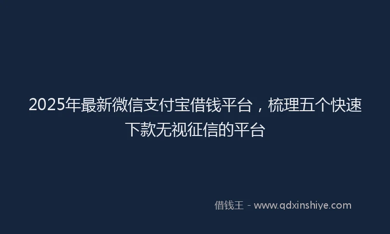 2025年最新微信支付宝借钱平台，梳理五个快速下款无视征信的平台