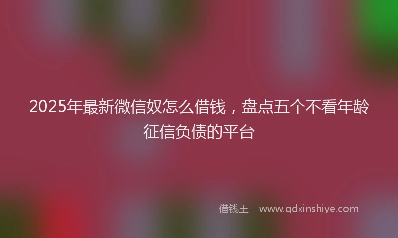 2025年最新微信奴怎么借钱，盘点五个不看年龄征信负债的平台