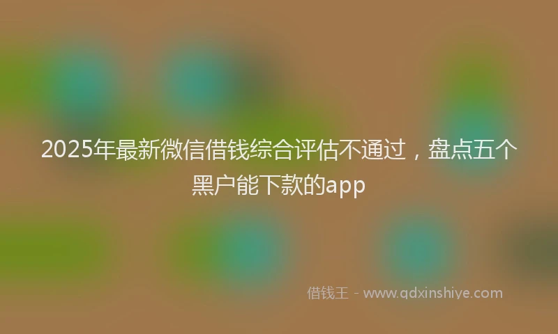 2025年最新微信借钱综合评估不通过，盘点五个黑户能下款的app