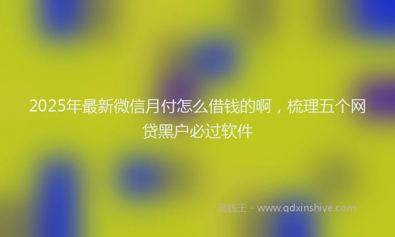 2025年最新微信月付怎么借钱的啊，梳理五个网贷黑户必过软件
