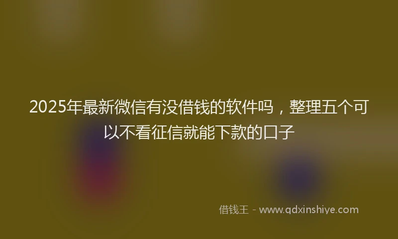 2025年最新微信有没借钱的软件吗，整理五个可以不看征信就能下款的口子