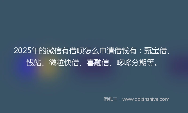 2025年的微信有借呗怎么申请借钱有：甄宝借、钱站、微粒快借、喜融信、哆哆分期等。