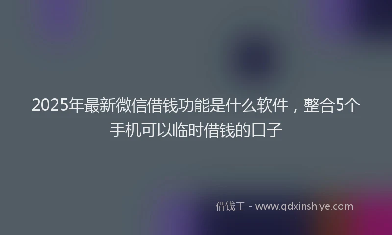 2025年最新微信借钱功能是什么软件，整合5个手机可以临时借钱的口子