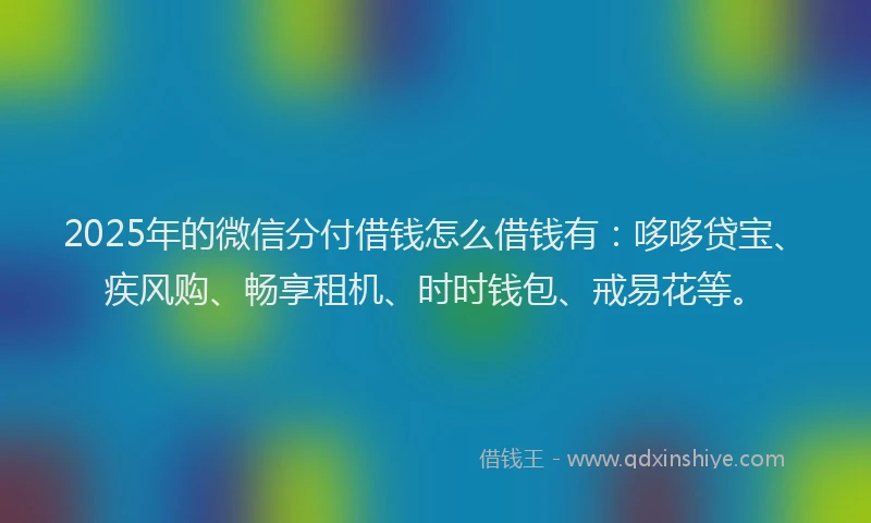 2025年的微信分付借钱怎么借钱有：哆哆贷宝、疾风购、畅享租机、时时钱包、戒易花等。