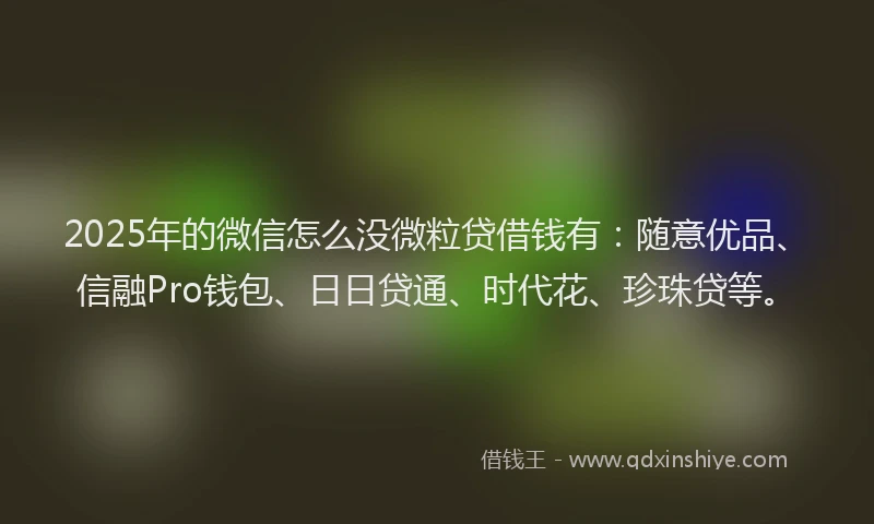 2025年的微信怎么没微粒贷借钱有：随意优品、信融Pro钱包、日日贷通、时代花、珍珠贷等。