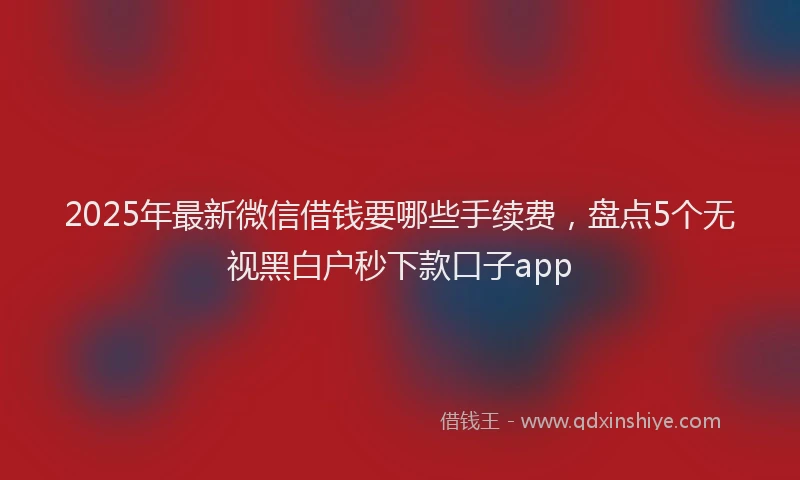 2025年最新微信借钱要哪些手续费，盘点5个无视黑白户秒下款口子app
