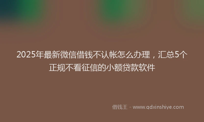 2025年最新微信借钱不认帐怎么办理，汇总5个正规不看征信的小额贷款软件