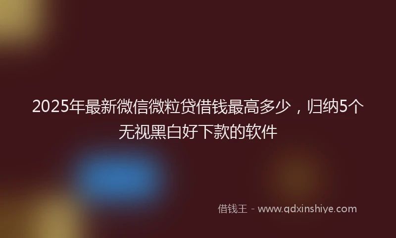 2025年最新微信微粒贷借钱最高多少，归纳5个无视黑白好下款的软件