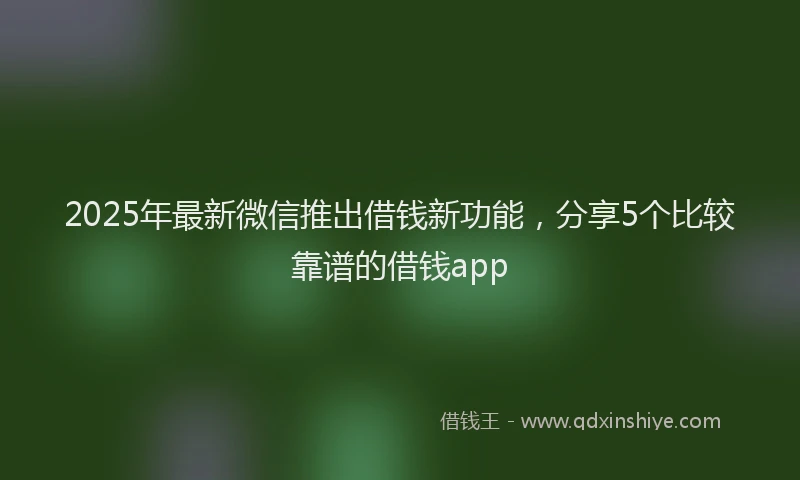 2025年最新微信推出借钱新功能，分享5个比较靠谱的借钱app